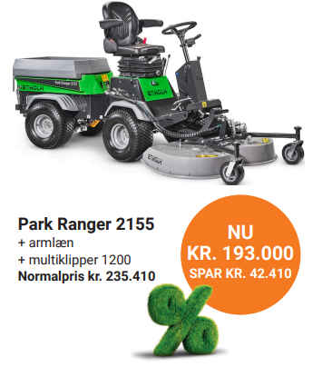 Egholm Park Ranger 2155 redskabsbærer med multiklipper og armlæn. Kampagnepris til 31. Maj 2025